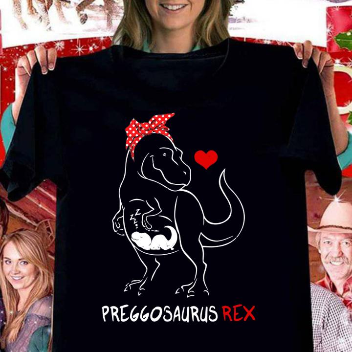 Official Pregosaurus Funny Dinosaur Pregnancy Halloween t-shirt woman shirt