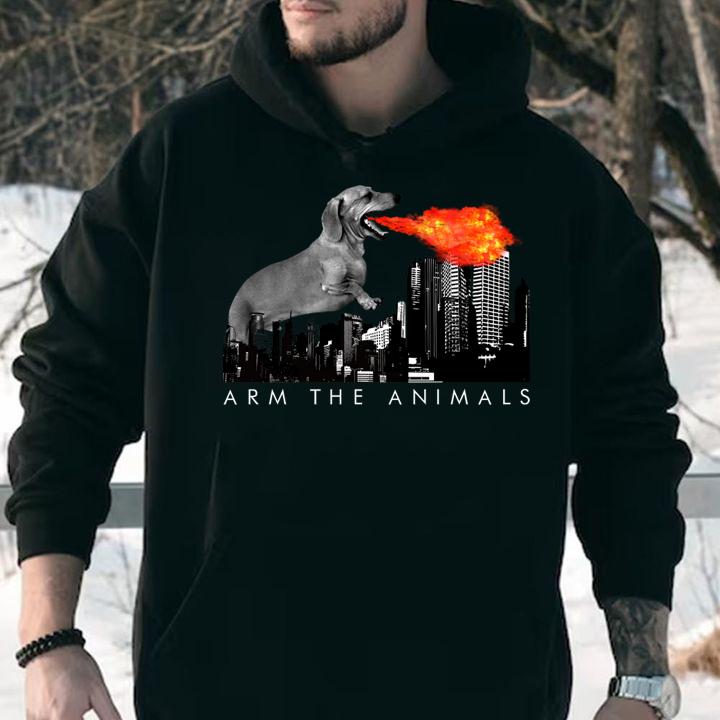Daschund arm the animals Godzilla Dogzilla t-shirt hoodie