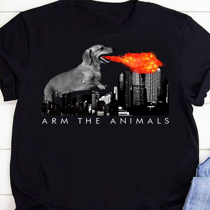 Daschund arm the animals Godzilla Dogzilla t-shirt shirt