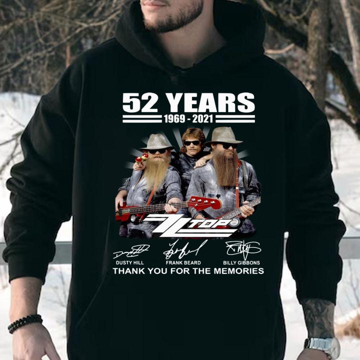 RIP Dusty Hill 52 Years 1969-2021 ZZ Top Band Signatures Thank You For The Memories t-shirt hoodie