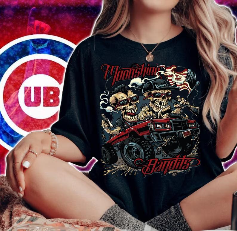 Moonshine Bandits Skeleton Jeep America t-shirt woman shirt