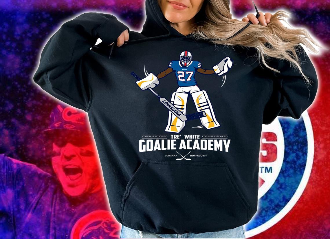 Tre' white goalie academy t-shirt hoodie