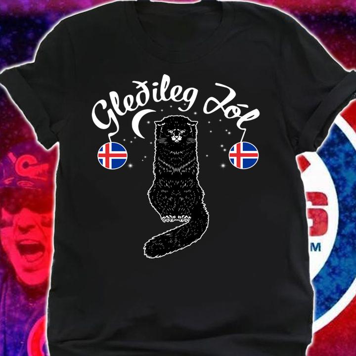 Gledileg Jol Iceland Merry Christmas Jolakotturinn Yule Cat t-shirt shirt