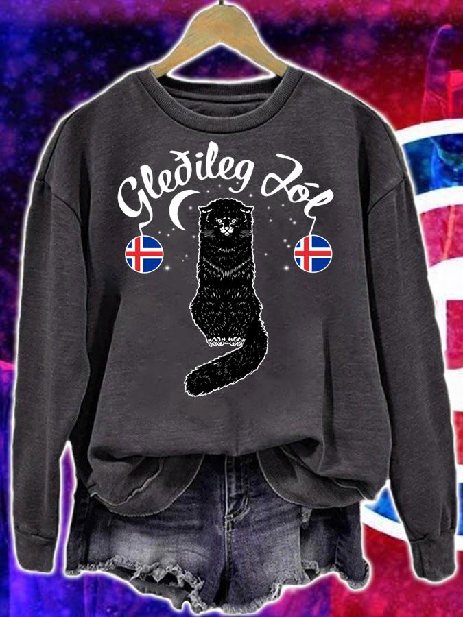 Gledileg Jol Iceland Merry Christmas Jolakotturinn Yule Cat t-shirt sweatshirt