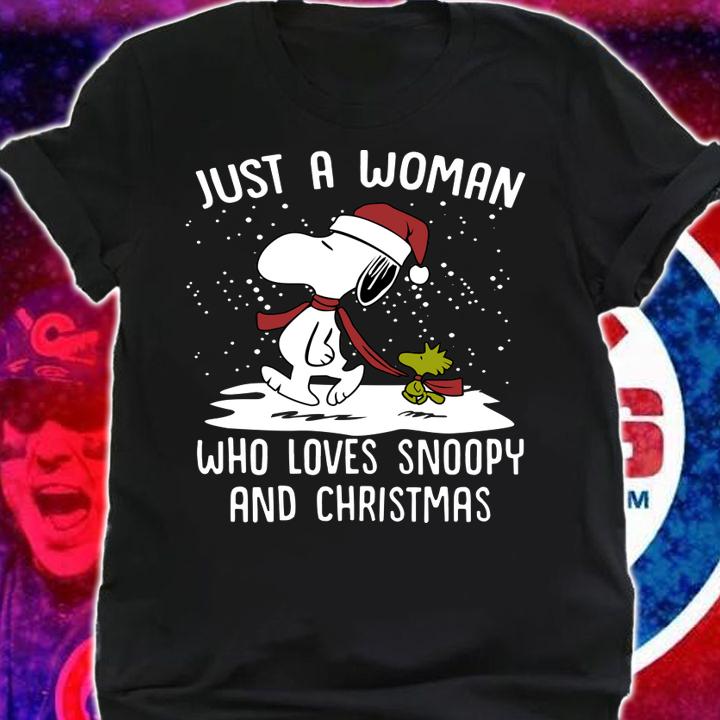 Just A Woman Who Loves Snoopy And Christmas t-shirt shirt