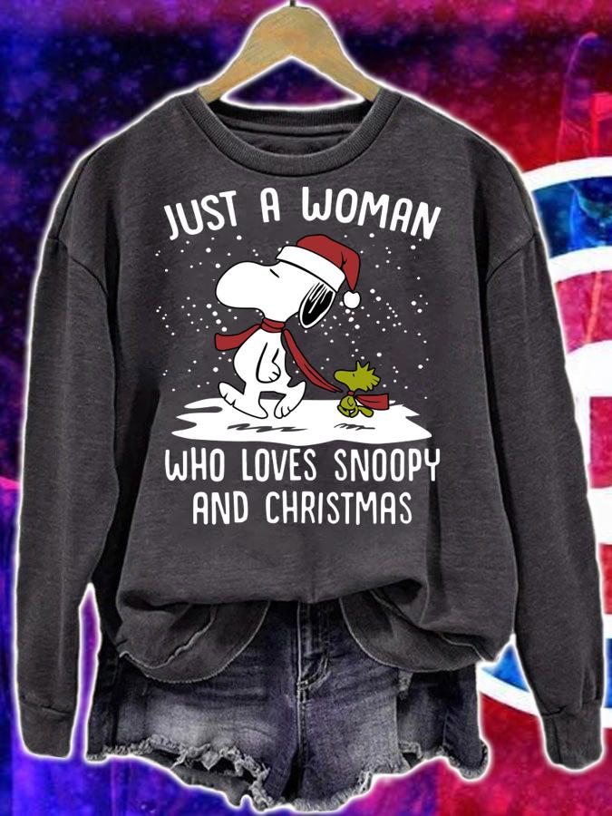 Just A Woman Who Loves Snoopy And Christmas t-shirt sweatshirt