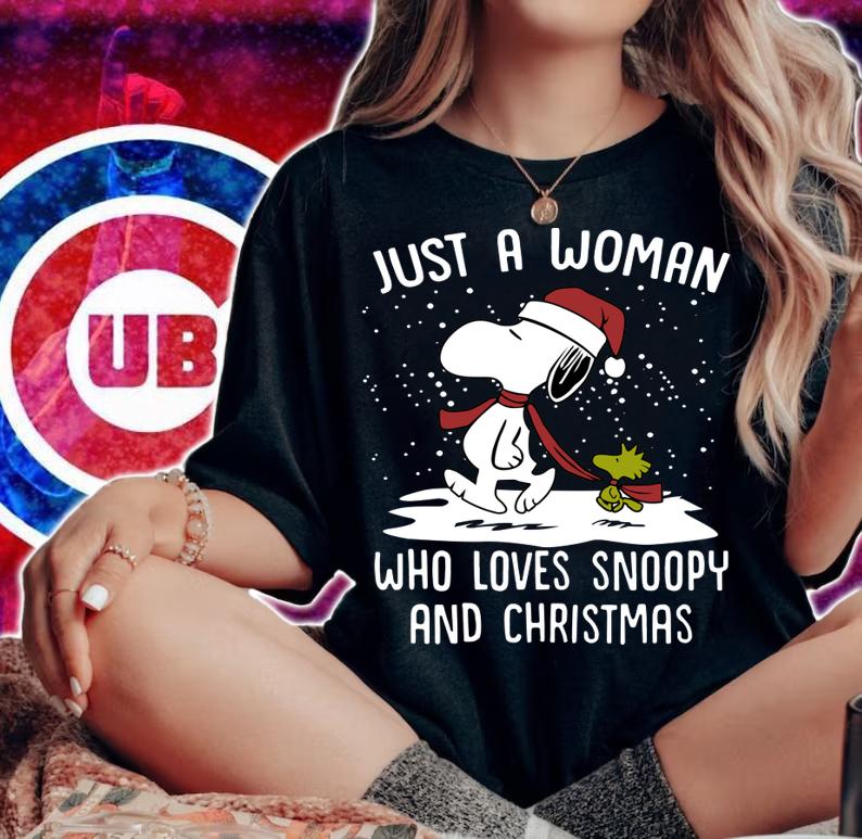Just A Woman Who Loves Snoopy And Christmas t-shirt woman shirt