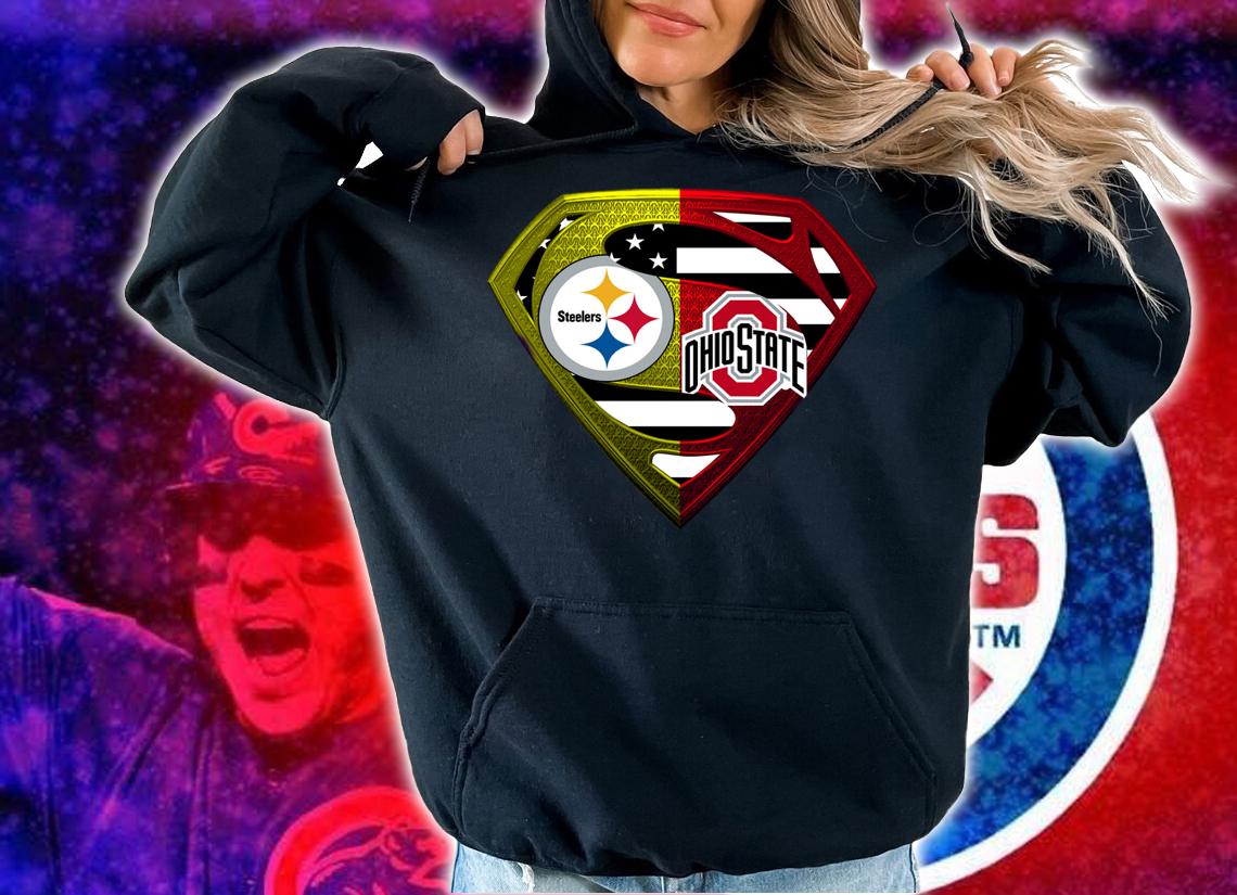 Pittsburgh Steelers and Ohio State Buckeyes Superman American flag t-shirt hoodie