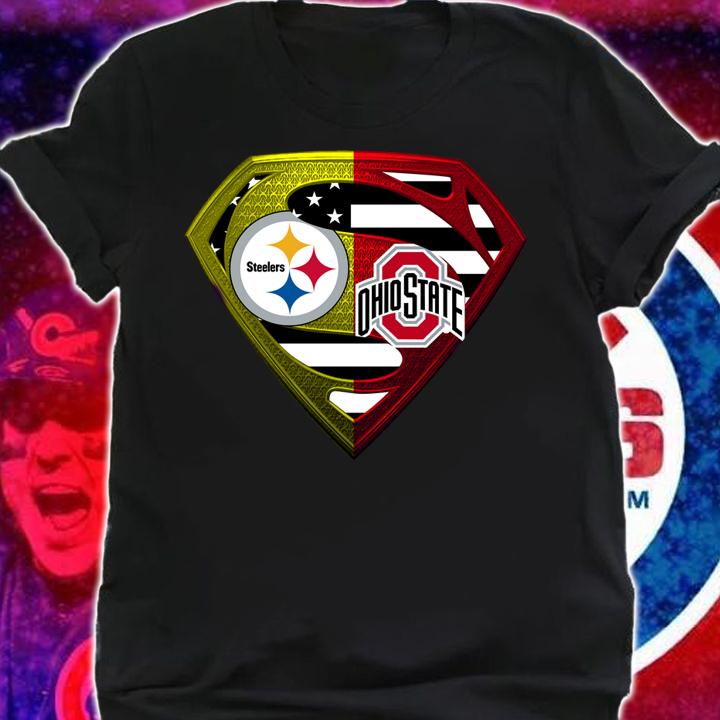 Pittsburgh Steelers and Ohio State Buckeyes Superman American flag t-shirt shirt