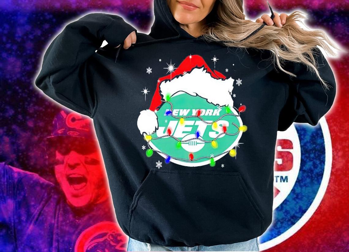 New York Jets Santa hat Christmas shirt t-shirt hoodie