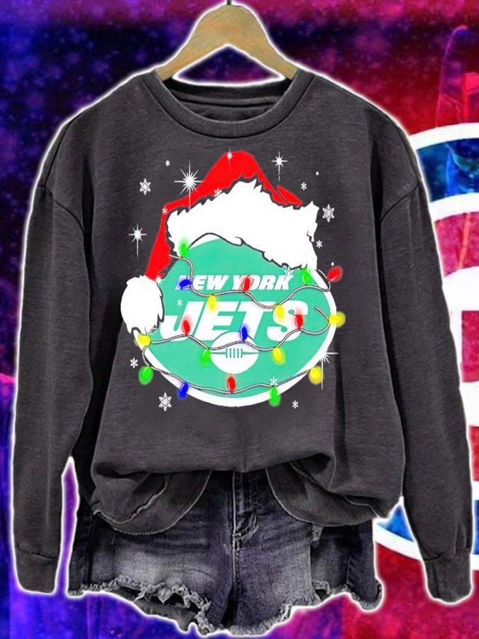 New York Jets Santa hat Christmas shirt t-shirt sweatshirt