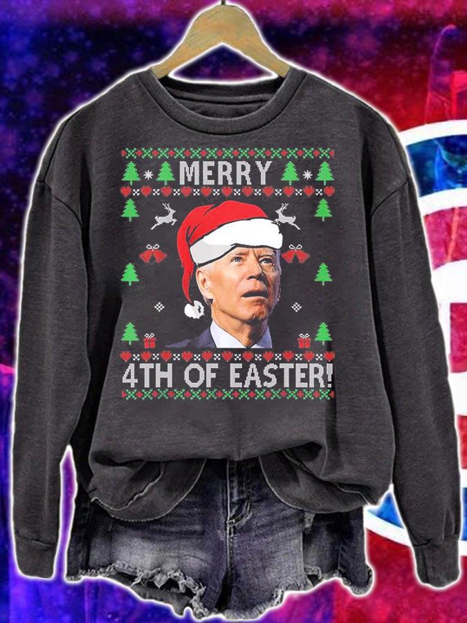 Merry 4th Of Easter Funny Joe Biden Christmas Ugly T-Shirt