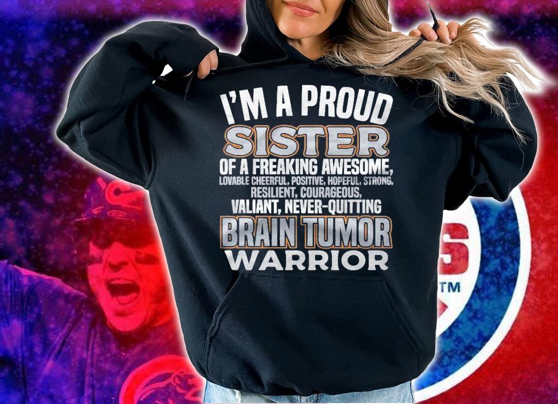 Sister Warrior Brain Tumor Awareness Gray Ribbon Girls Women Shirt