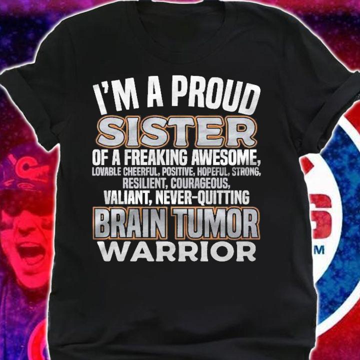 Sister Warrior Brain Tumor Awareness Gray Ribbon Girls Women Shirt