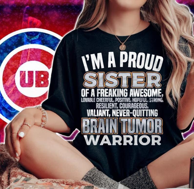 Sister Warrior Brain Tumor Awareness Gray Ribbon Girls Women Shirt
