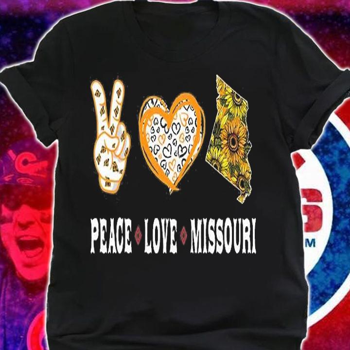 Peace Love Missouri State Souvenirs Sunflower T-Shirt shirt