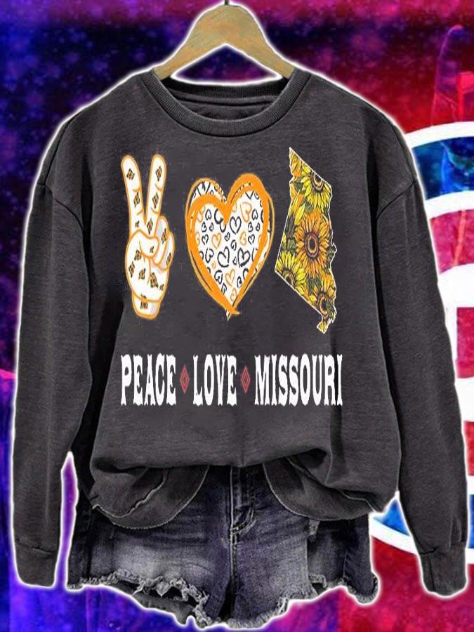 Peace Love Missouri State Souvenirs Sunflower T-Shirt sweatshirt