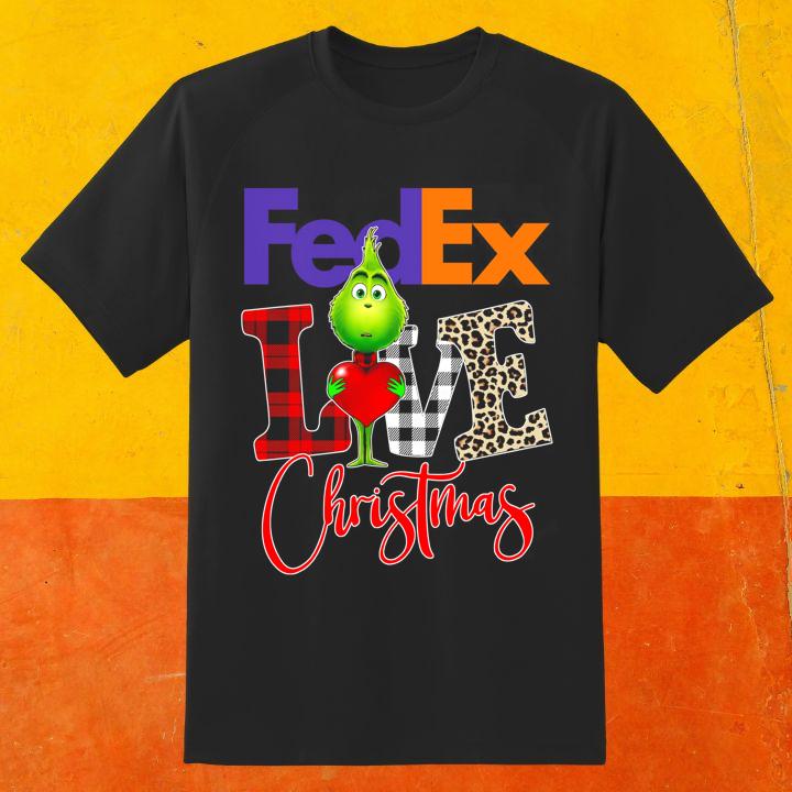 Love Fedex Grinch Christmas Leopard T-Shirt