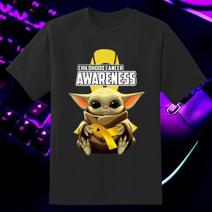 Baby Yoda Hug Childhood Cancer Awareness Star Wars Mandalorian Shirt