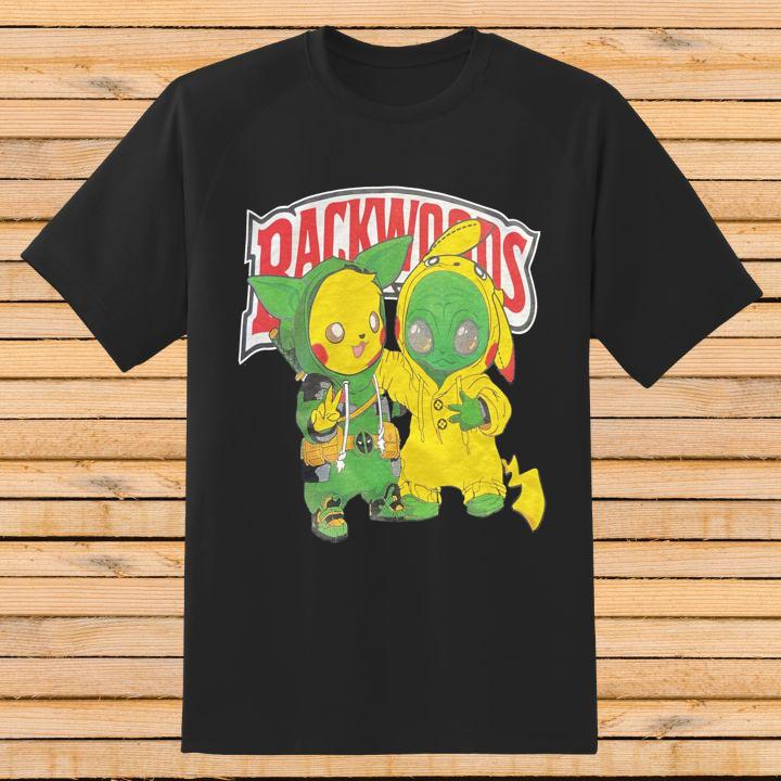 Official Backwoods Pikachu Charmander Pokemon Marvel Deadpool And Wolverine T-Shirt