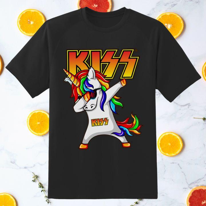 Cute Dabbing Rainbow Unicorn Hip Hop Kiss Band Shirt