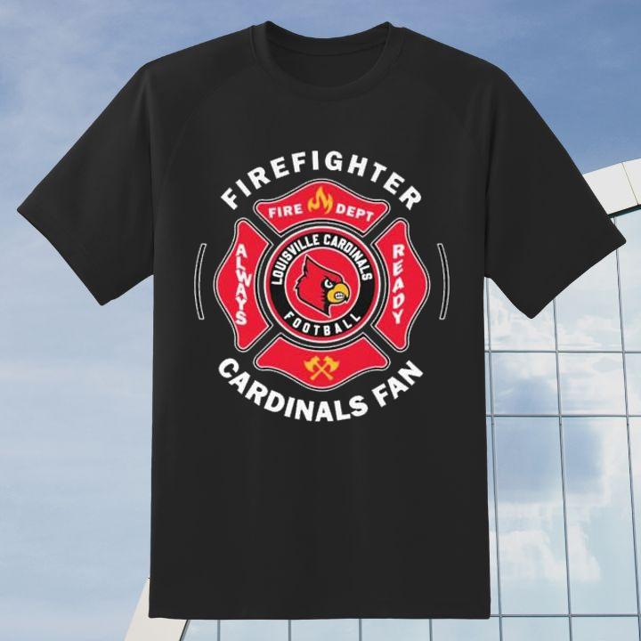 Fire Dept Louisville Cardinals Logo Football Firefighter T-Shirt