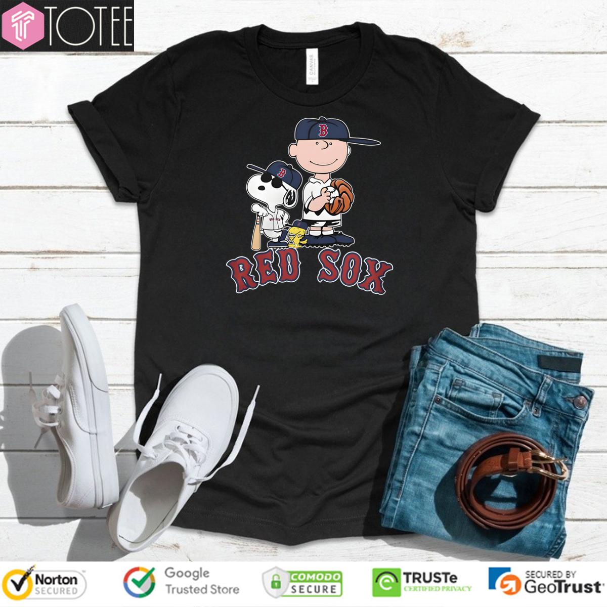 Snoopy Charlie Brown And Woodstock Boston Red Sox Baseball Shirt
