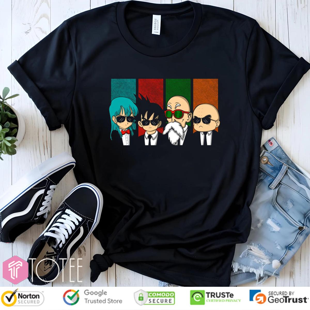 Bulma Goku Roshi Krillin Dragon Ball Z Characters Parody MIB T-Shirt