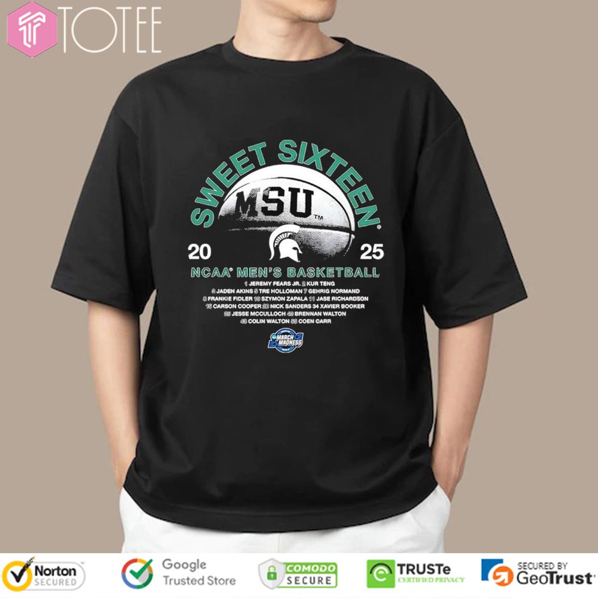 Michigan State Spartans Sweet Sixteen 2025 NCAA Men's Basketball Championship Shirt