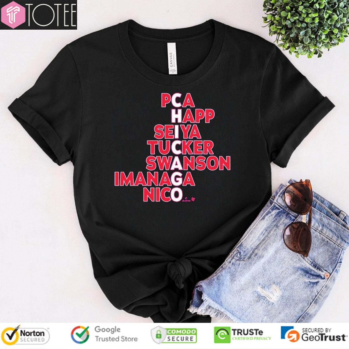 Chicago Cubs Team Names PCA Happ Seiya Tucker Swanson Imanaga Nico T-Shirt