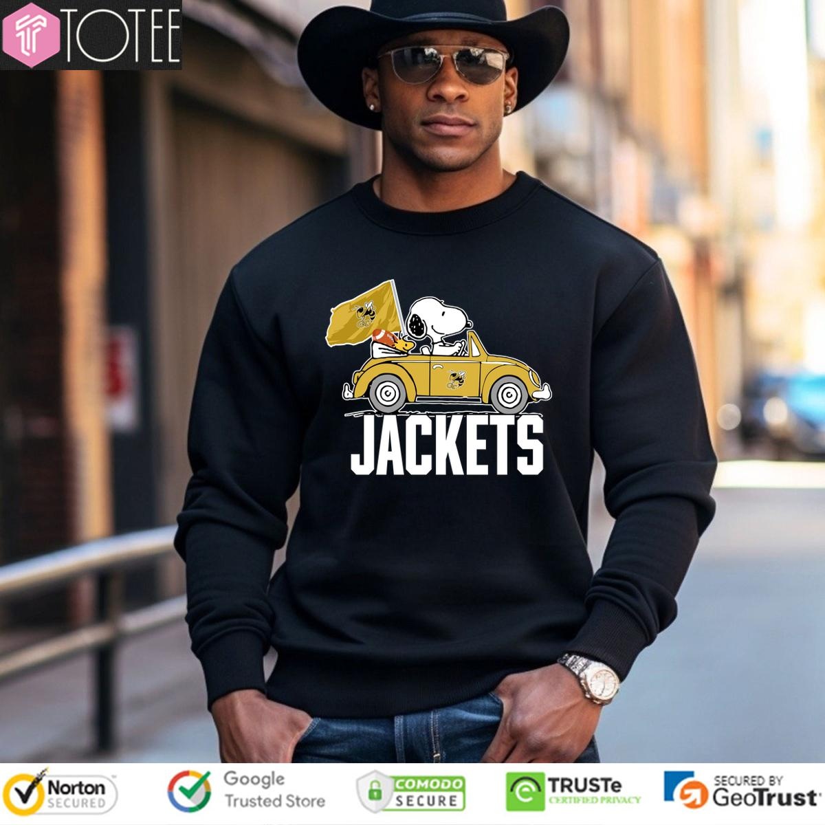 Snoopy And Woodstock Driving Car Georgia Tech Yellow Jacket sweatshirt