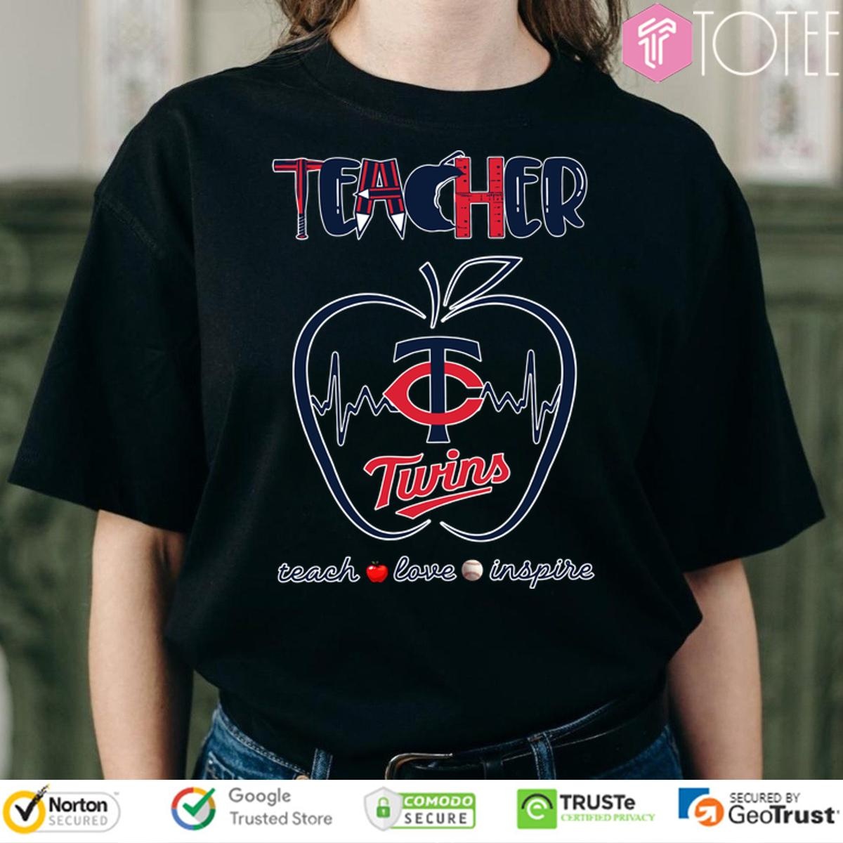Official Minnesota Twins Teachers Pride Heart Teacher Appreciation Week T-shirt