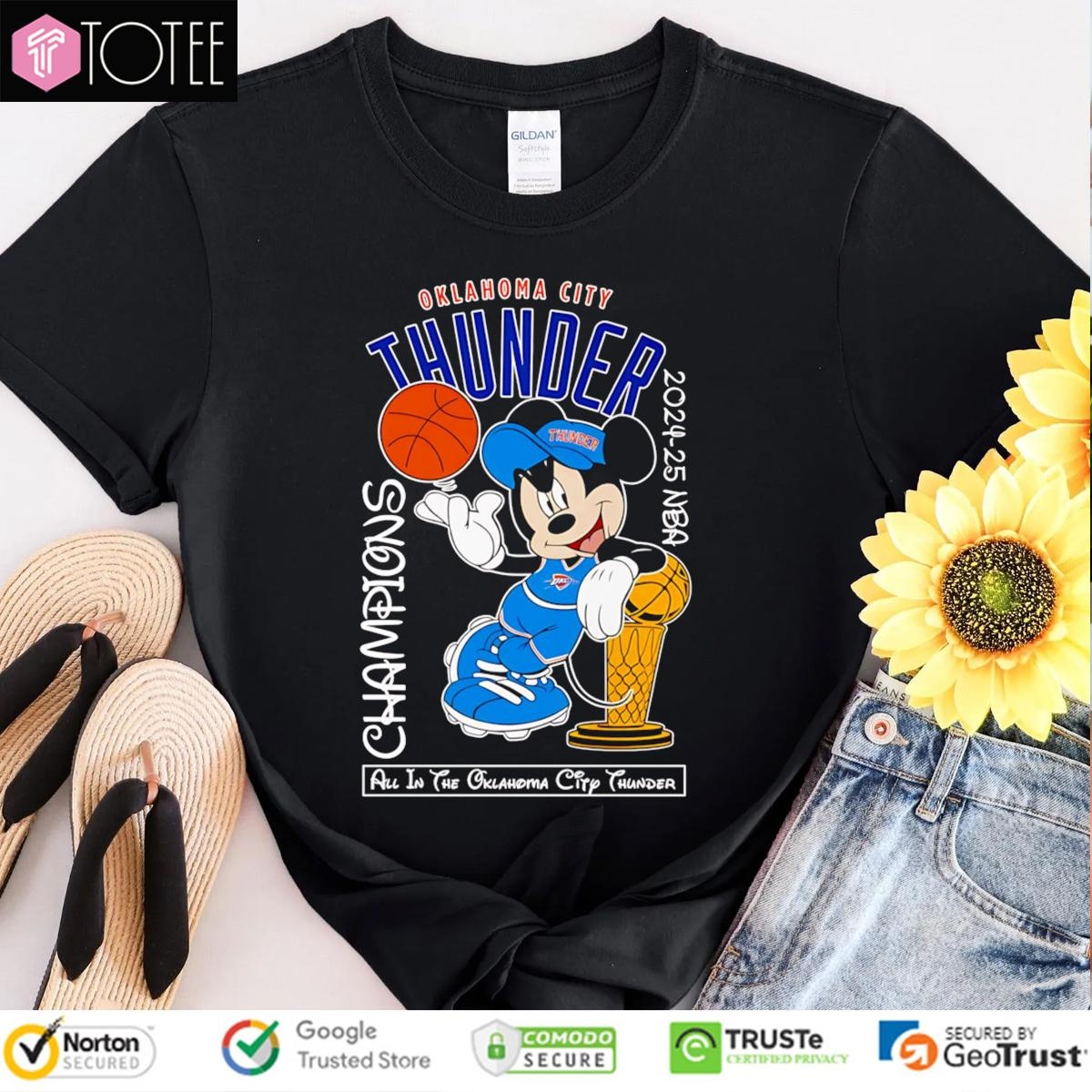 Disney Mickey All In The Oklahoma City Thunder 2024-2025 Nba Champions T-shirt