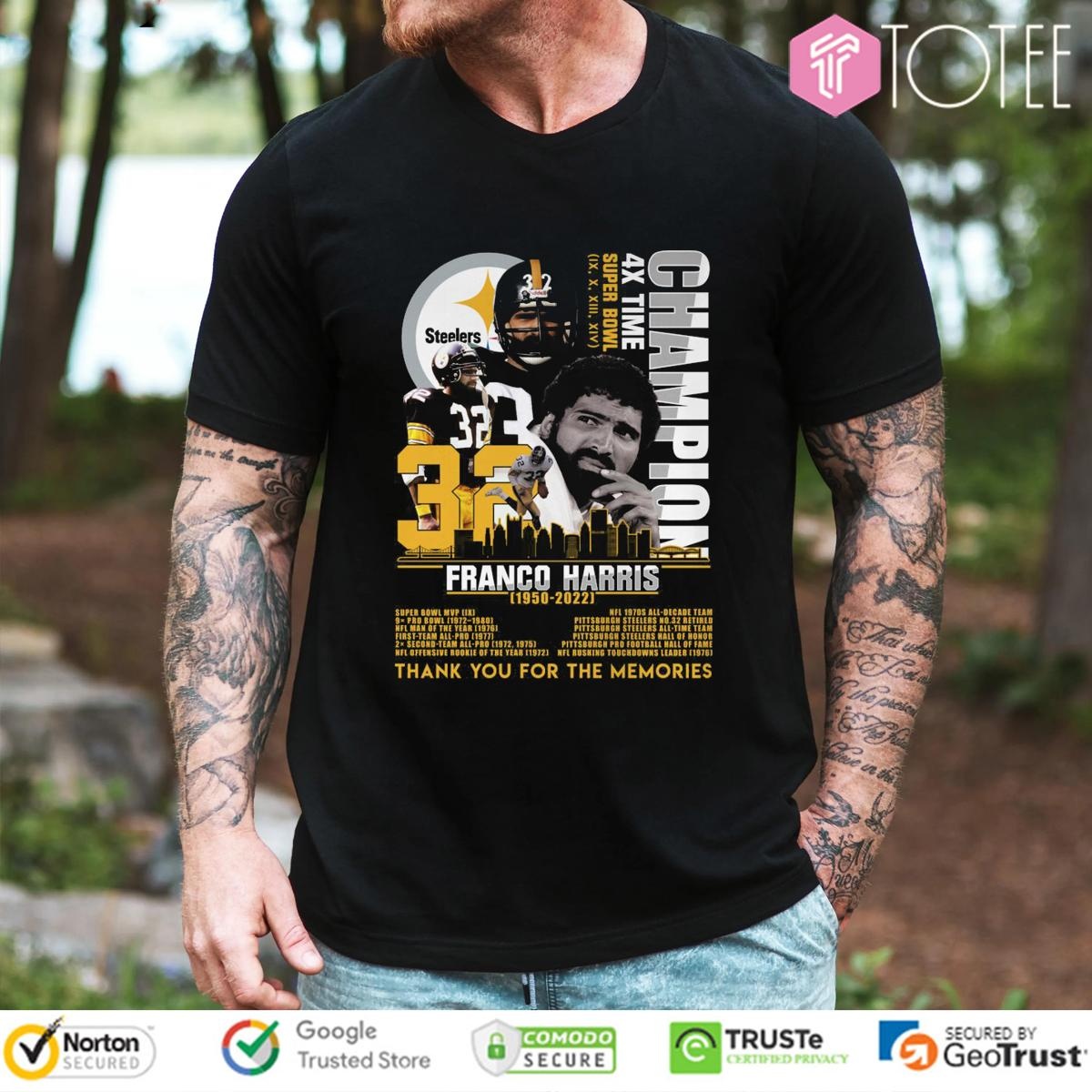 72 Years Of 1950-2022 Franco Harris Pittsburgh Steelers T-shirt