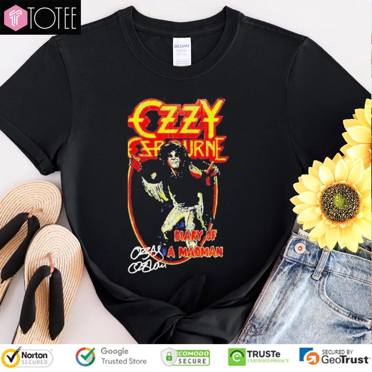 Ozzy Osbourne Diary Of A Madman Album Vintage Signature T-shirt
